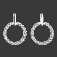 925 Sterling Silver Circle Hoop Earring Elegant Crystal Stud Hoops for Women 323