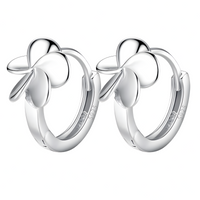 925 Silver-Plated Alloy Flower Hoop Earrings for Women –Clover Petal Design 1032