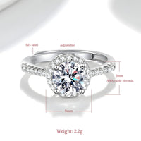 925 Sterling Silver AAA Cubic Zirconia Halo Engagement Ring, 8mm Round Cut 376