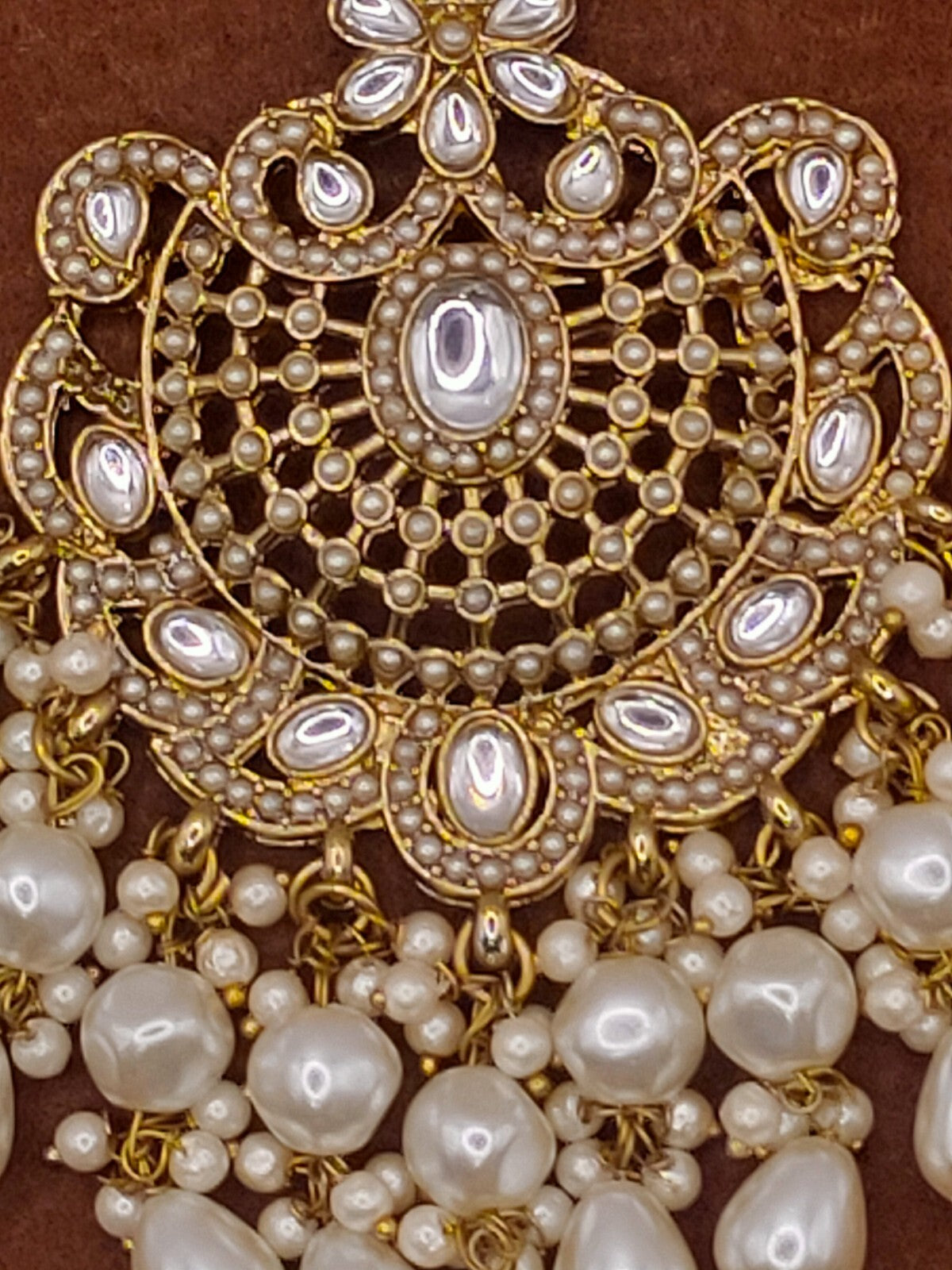 Elegant Bollywood Inspired Gold Kundan Earrings - Traditional Indian Jewelry 212