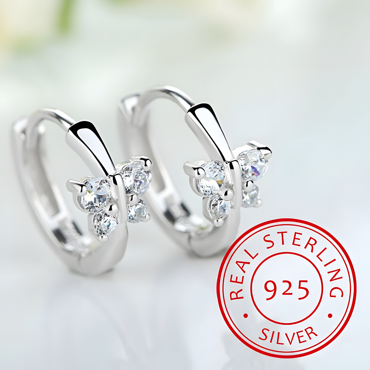 Butterfly Huggie Hoop Earrings Women – Copper Alloy With Platinum Plating 867