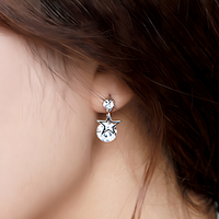 Crystal Star Drop Earrings Women – Trendy Screw-Back Stud Design, Sparkling 1011