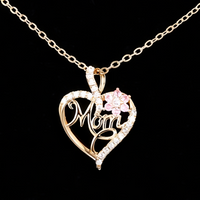 Gold-Tone Alloy Heart Shaped Pendant Necklace for Women – Sparkling Crystal 1121