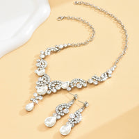 Women Trendy Necklace+Earrings Clear Crystal Wedding Party Bride Necklace 279