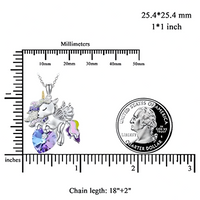 Unicorn Heart Pendant Necklace for Women – Colourful Crystal Glass Heart 1168