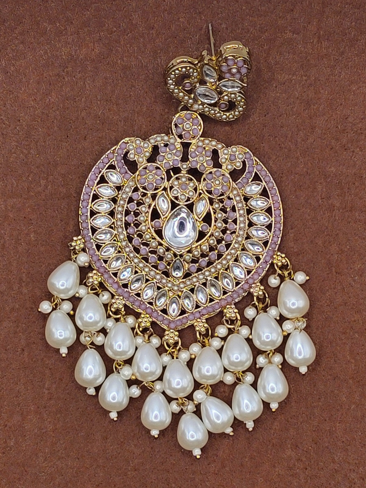 Elegant Bollywood Inspired Gold Kundan Earrings - Traditional Indian Jewelry 230
