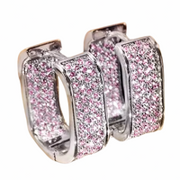 Pink Zircon Hoop Earrings For Women Micro Pave Round Cut Vintage Inspired 1368