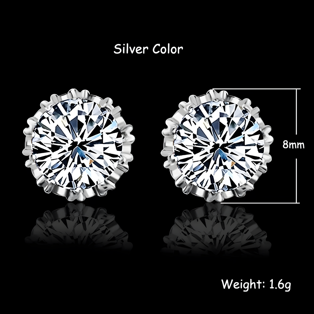 925 Sterling Silver Brilliant Cut Stud Earrings – Crystals, Hypoallergenic 312