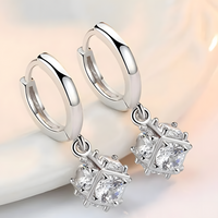 Women's Dangle Hoop Earrings,925 Sterling Silver Plated with Round-Cut Cubic 467