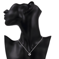 925 Sterling Silver Earrings Fine Crystal Lattice Pendant Necklace for Woman 448