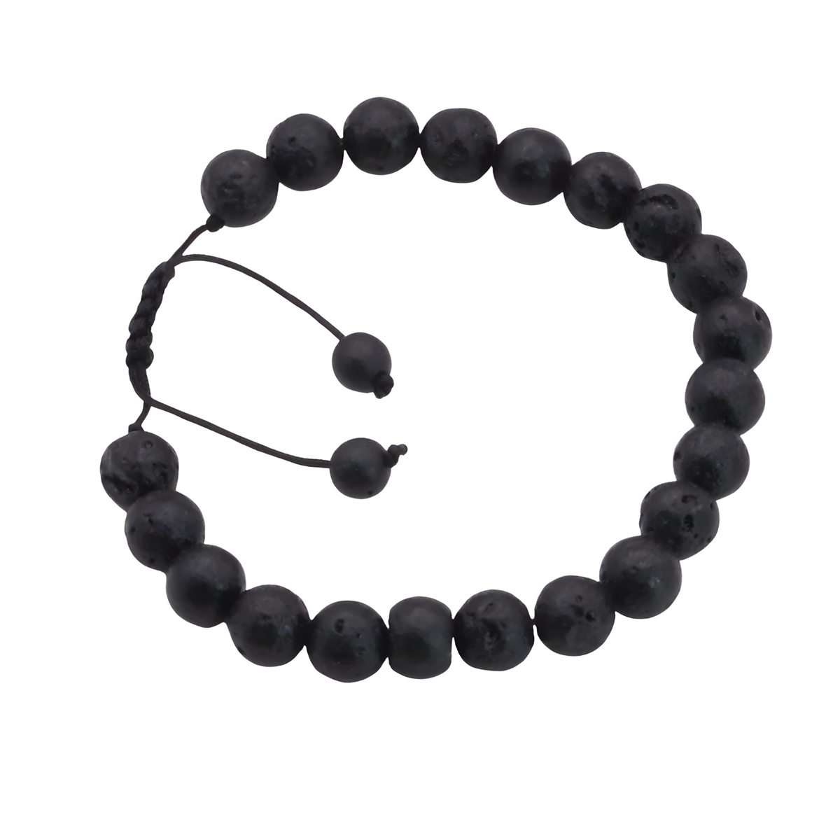 Unisex Natural Stone Bracelet, 8mm Lava Rock Beads & Tigers Eye, Adjustable B115