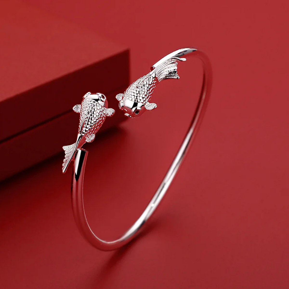 Unified Jewellery Koi Fish Open Cuff Bangle Bracelet For Women, Adjustable 1713