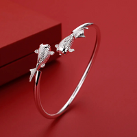 Unified Jewellery Koi Fish Open Cuff Bangle Bracelet For Women, Adjustable 1713