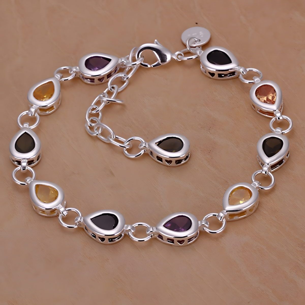 Unified Jewellery Premium Multicolour Teardrop Crystal Bracelet 20cm 1833
