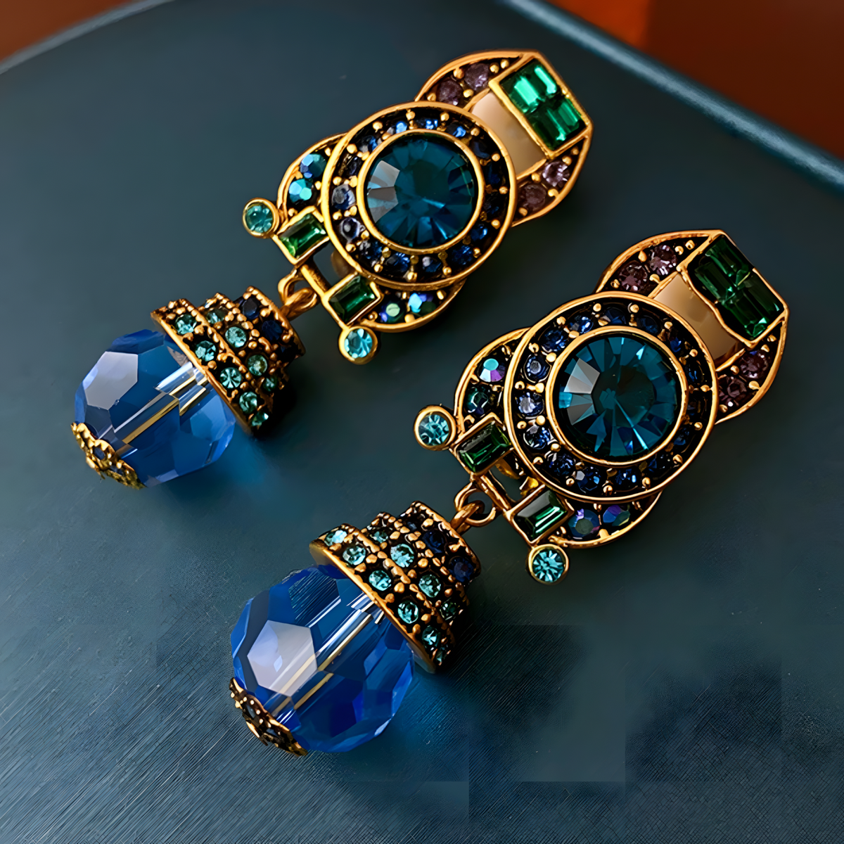 Vintage Statement Clip On Earrings For Women Geometric Rhinestone Crystal 1463