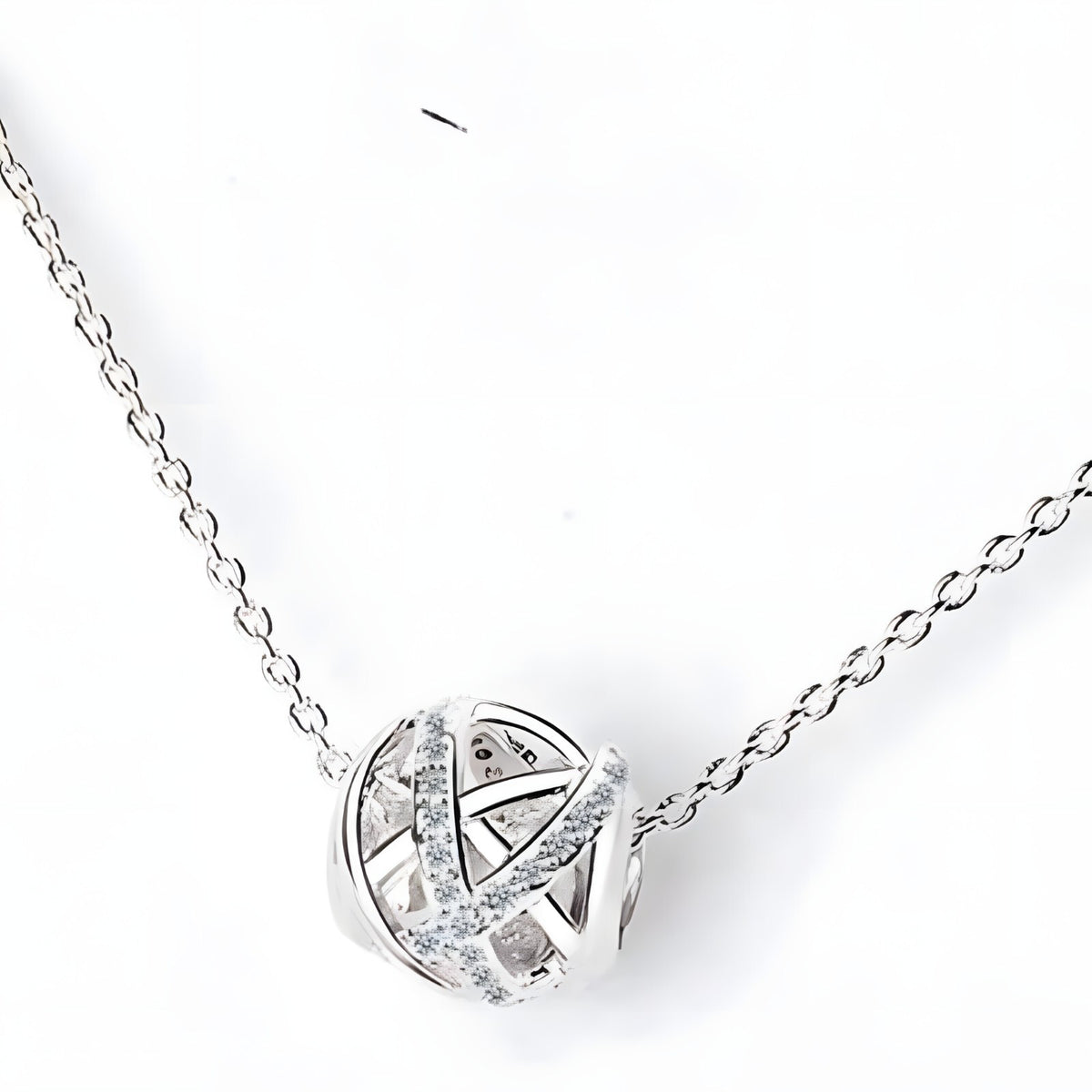 925 Sterling Silver Modern Globe Necklace for Women – Crisscross Pendant 284