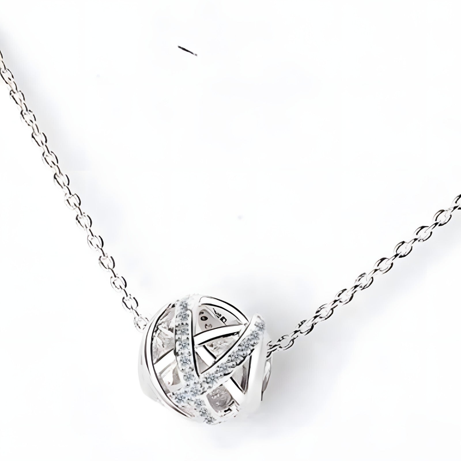 925 Sterling Silver Modern Globe Necklace for Women – Crisscross Pendant 284