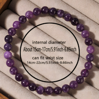 Amethyst Bracelet-8mm Natural Amethyst Round Crystal Beads Stretch Bracelet 1497