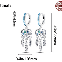 925 Sterling Silver Dreamcatcher Drop Earrings for Women MultiColour Zircon 821