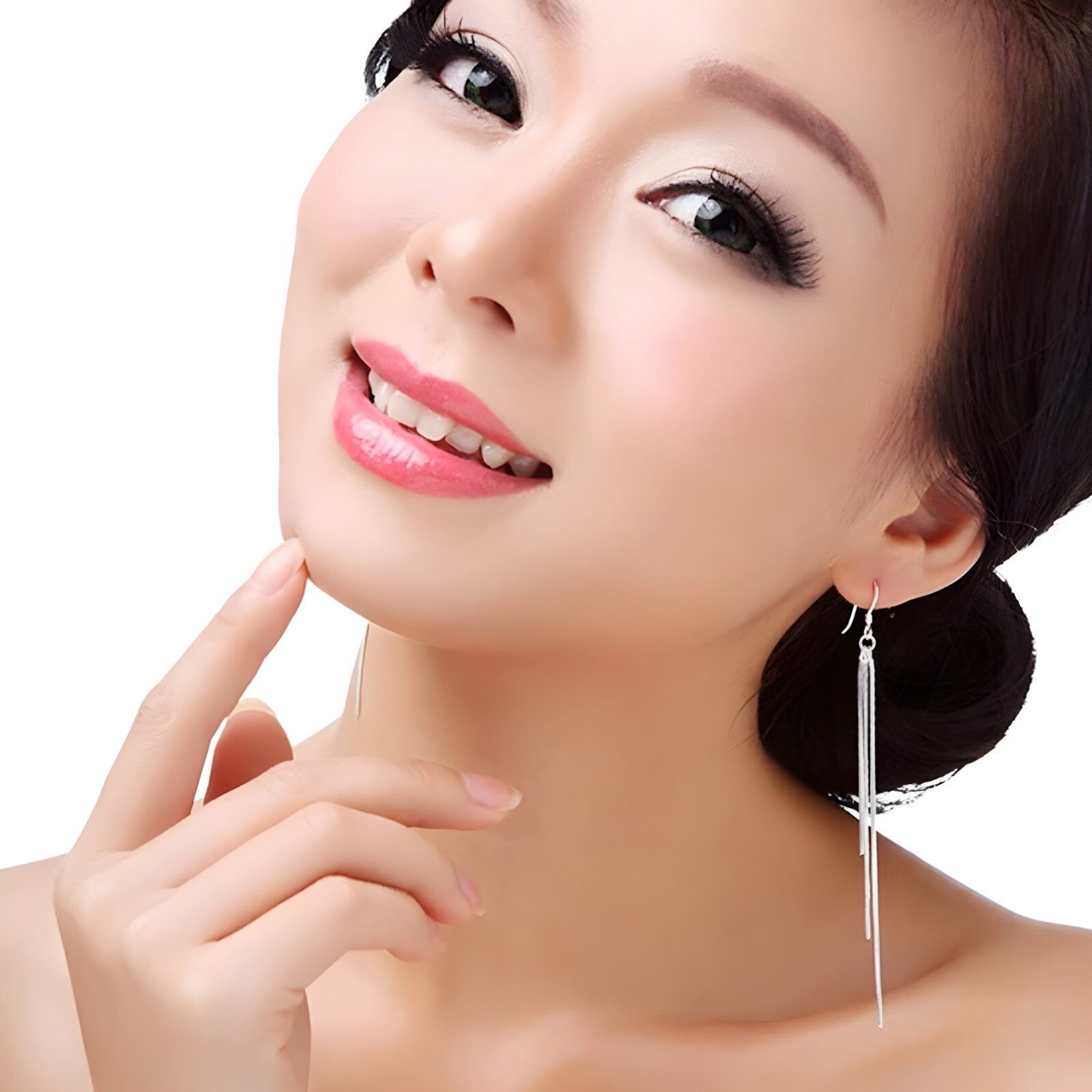 Sterling Silver Long Tassel Drop Earrings Chain Dangle Design Hypoallergenic 295