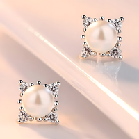 Dainty 925 Sterling Silver Pearl Stud Earrings Elegant & Minimalist Jewelry 302