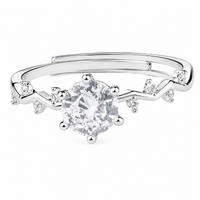 Adjustable Zigzag Zircon Engagement Ring, Round Brilliant Cut Solitaire 1632