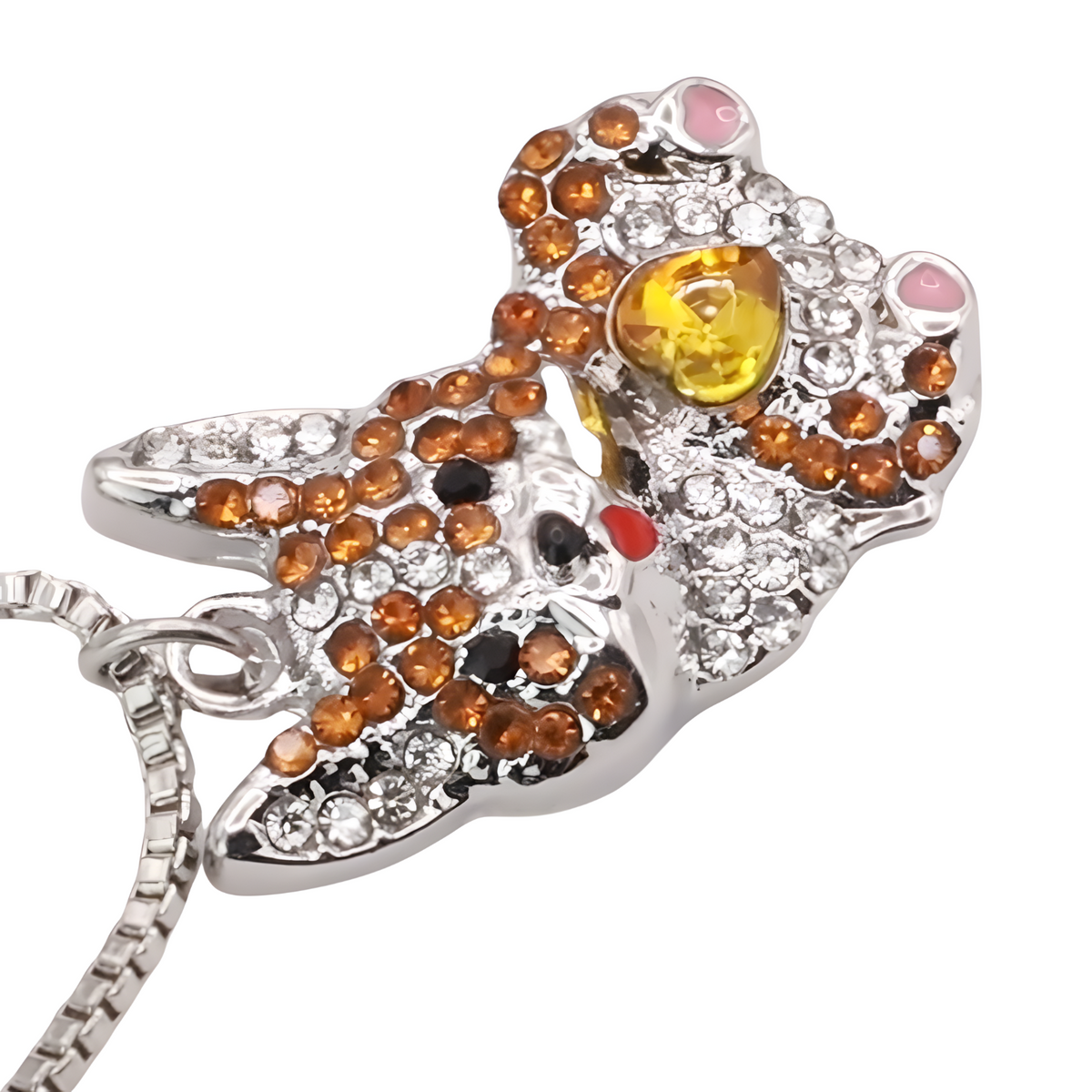 Corgi Dog Pendant Necklace Women Gold Tone Look Crystal Puppy Charm Welsh B240
