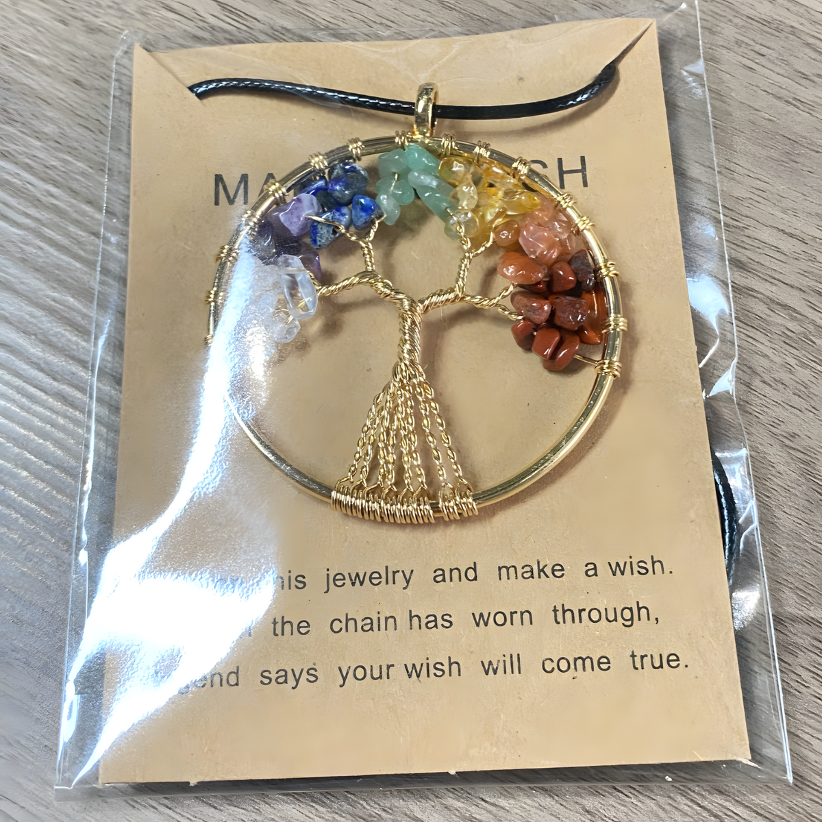 Chakra Tree Of Life Crystal Pendant Necklace Rainbow Gemstone 7 Chakra 1074