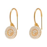 Gold G Letter Drop Earrings Women – Sparkling Round Crystal Dangle Earrings 688