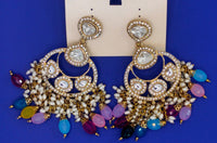Elegant Bollywood Inspired Gold Kundan Earrings - Traditional Indian Jewelry 177