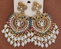 Elegant Bollywood Inspired Gold Kundan Earrings - Traditional Indian Jewelry 226