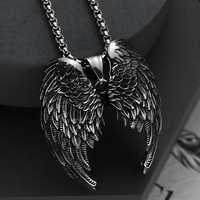 Angel Wing Pendant Necklace For Men - Silver Colour Feather Wing Chain 1787