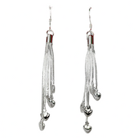 Silver-Tone Heart Tassel Drop Earring for Women Zinc Alloy Long Chain Dangle 991
