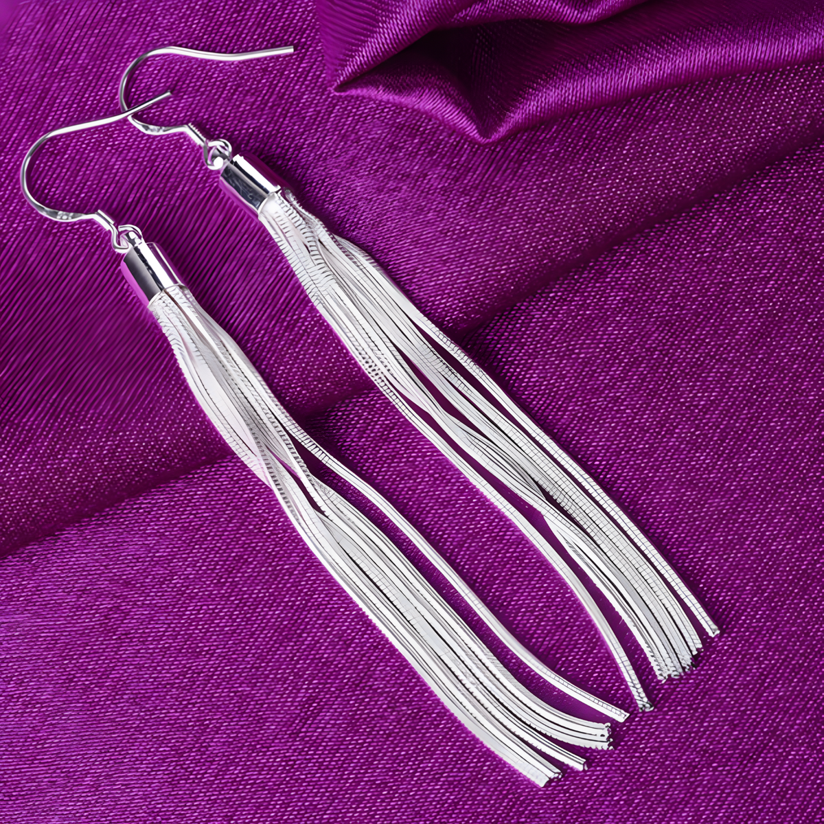 Long Tassel Drop Earrings Women, 925 Silver-Plated Alloy, Lightweight Dangle 967