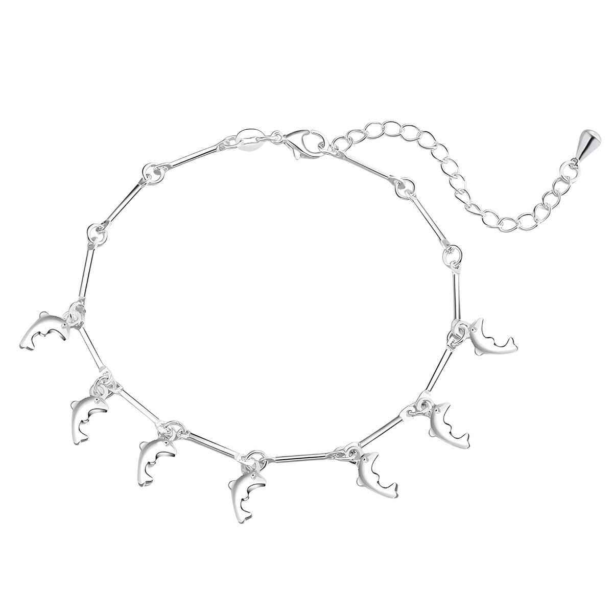 Dolphin Charm Bracelet, Adjustable Bar Link Chain Bracelet, Ocean Animal 1801