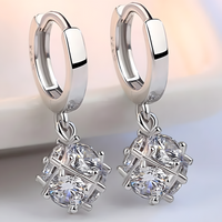Women's Dangle Hoop Earrings,925 Sterling Silver Plated with Round-Cut Cubic 467