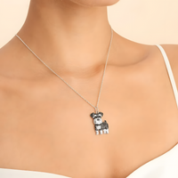 Schnauzer Dog Pendant Necklace For Women Black Crystal Animal Charm 2.5cm  B231