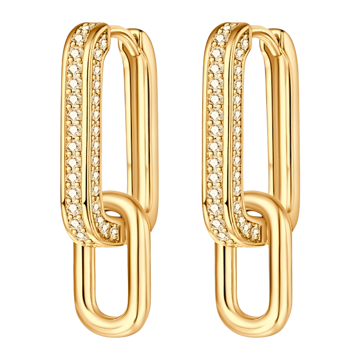 925 Silver Gold-Plated Link Hoop Earrings for Women – Geometric Chain Design 912