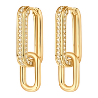 925 Silver Gold-Plated Link Hoop Earrings for Women – Geometric Chain Design 912