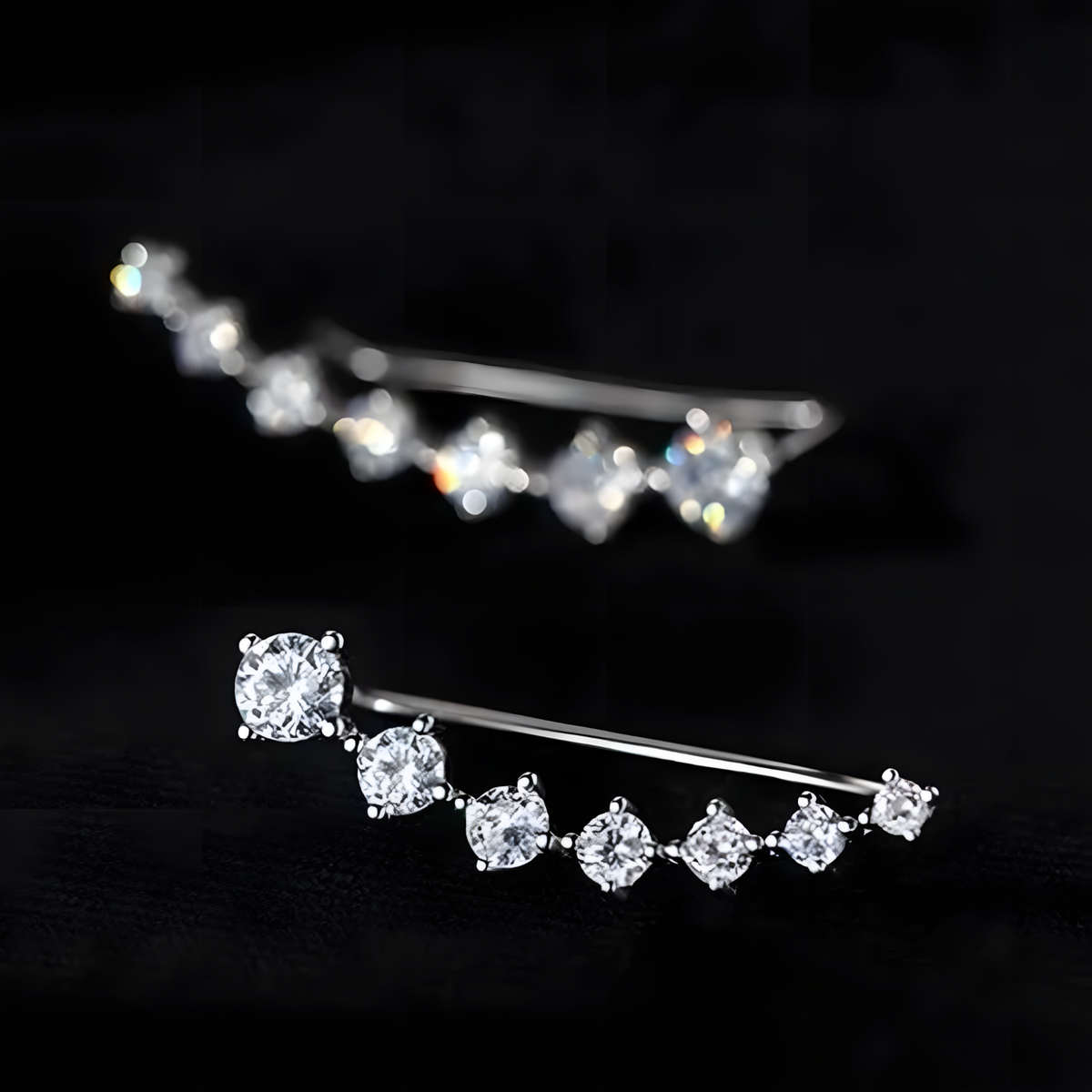 Women's Cubic Zirconia Ear Climber Earrings White Gem Rhinestone Ear Crawler 504