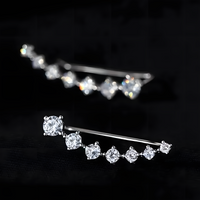 Women's Cubic Zirconia Ear Climber Earrings White Gem Rhinestone Ear Crawler 504