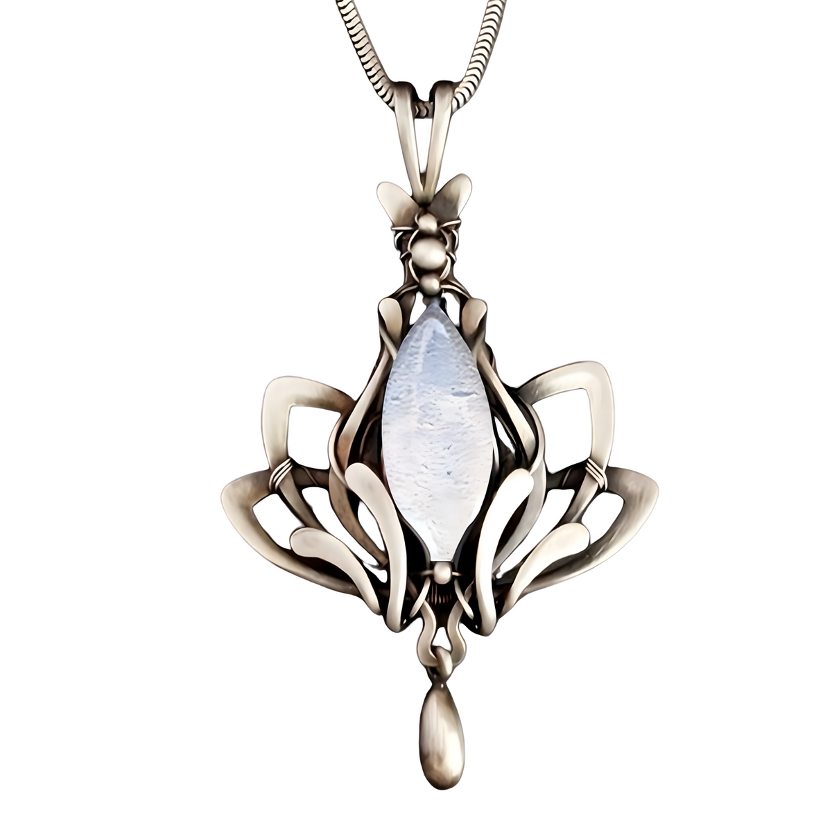 Stainless Steel Lotus Pendant Necklace for Women – Classic Geometric Design 666