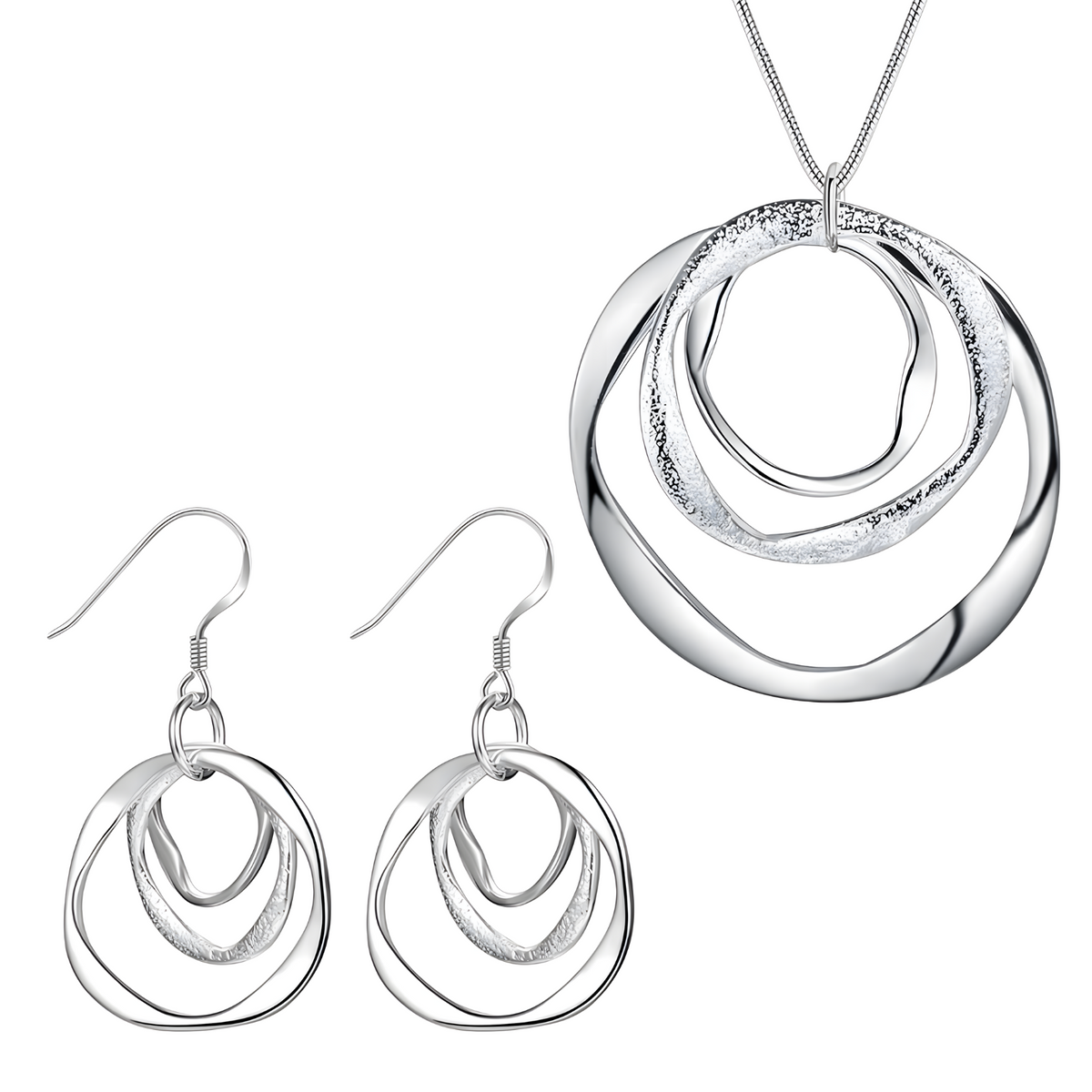 925 Sterling Silver Necklace Earring Jewelry Set for Women Lady: Dainty Pave 664