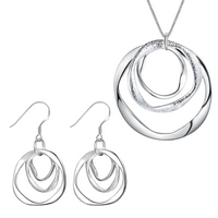925 Sterling Silver Necklace Earring Jewelry Set for Women Lady: Dainty Pave 664