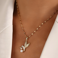 Golden Hummingbird Necklace for Women – 18K Gold Plated Copper Pendant 740