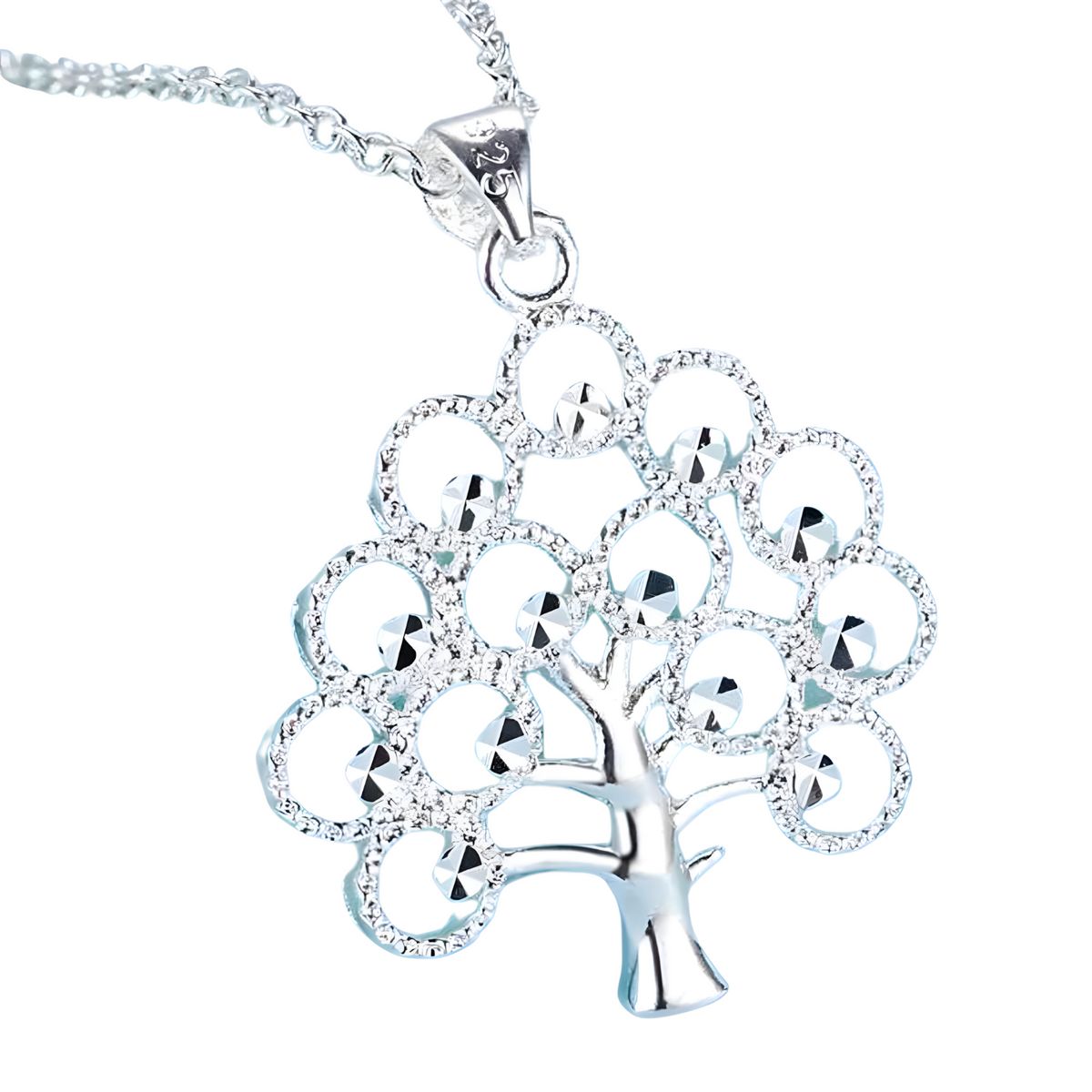925 Sterling Silver 18 inches Elegant Acacia beans pendant Necklace Women 449