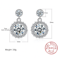 925 Sterling Silver Round Cut Cubic Zirconia Drop Earrings Halo Dangle 319