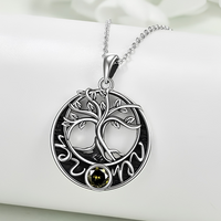 Tree Of Life Necklace Round Pendant Necklace Women’s Silver Tone Family Tree B26