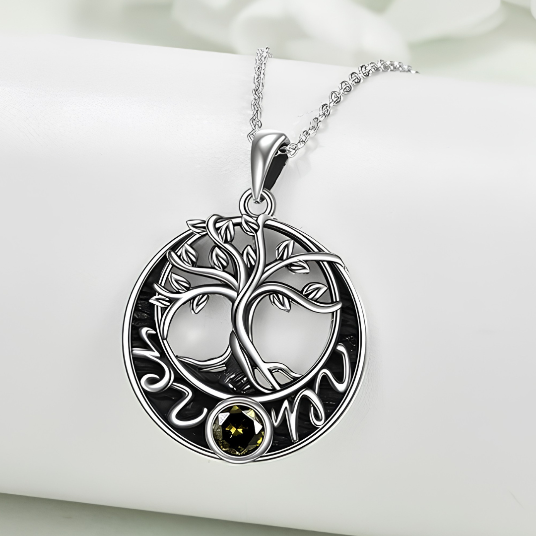 Tree Of Life Necklace Round Pendant Necklace Women’s Silver Tone Family Tree B26