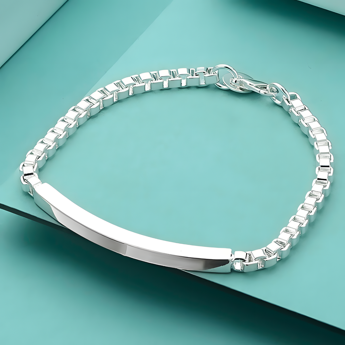 925 Sterling Silver 4mm Box Chain Bracelet For Women Men Wedding Engagement 1758